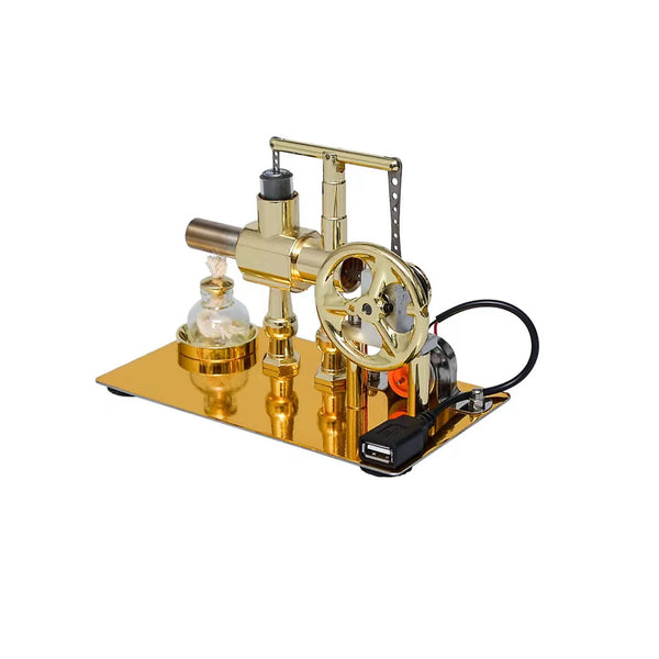 ENJOMOR Balance Single-Cylinder Hot Air Stirling Engine Model With USB Light Toys Gifts