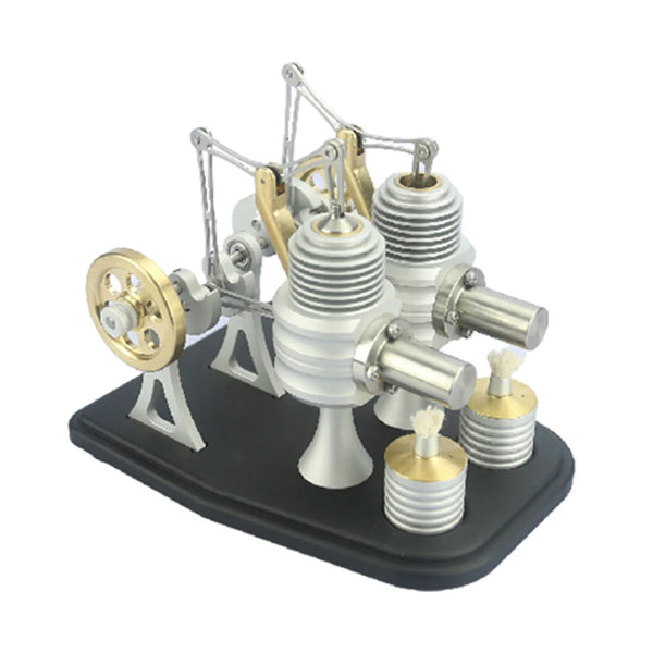 ENJOMOR Metal Beam Heat Twin-Cylinder Stirling Engine – Ideal Gifts For Machine Enthusiasts (Kit Version)