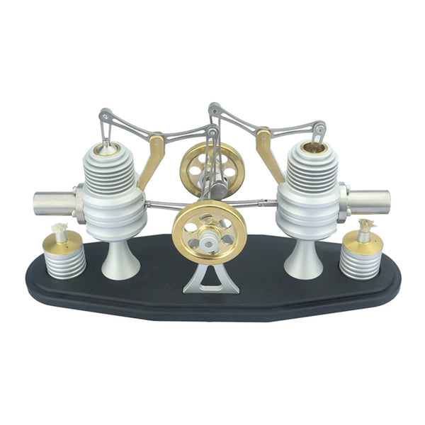 ENJOMOR Metal Opposed Twin-Cylinder Beam Heat Stirling Engine Perfect Gifts For Machine Enthusiasts(Kit Version)