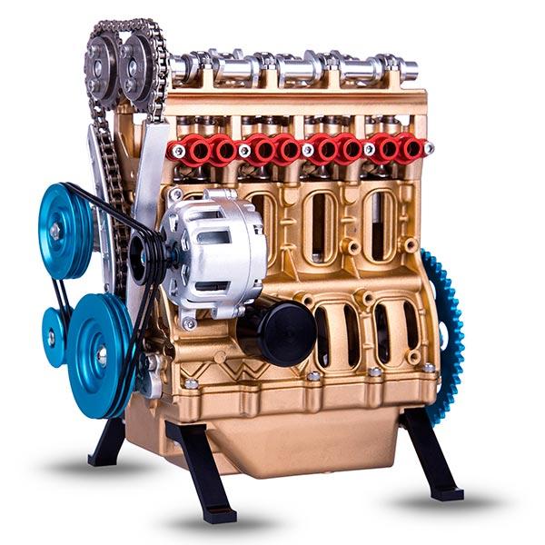 V4 Car Engine Assembly Kit Full Metal 4 Cylinder Car Engine Building Kit